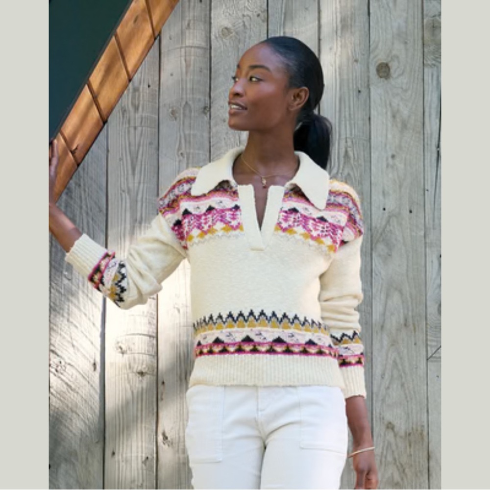 sundance woodland stag knit collared sweater pullover